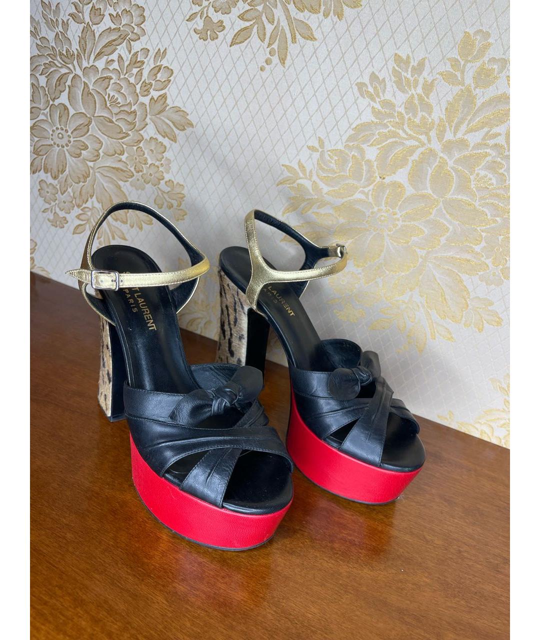 SAINT LAURENT Мульти кожаные босоножки, фото 2