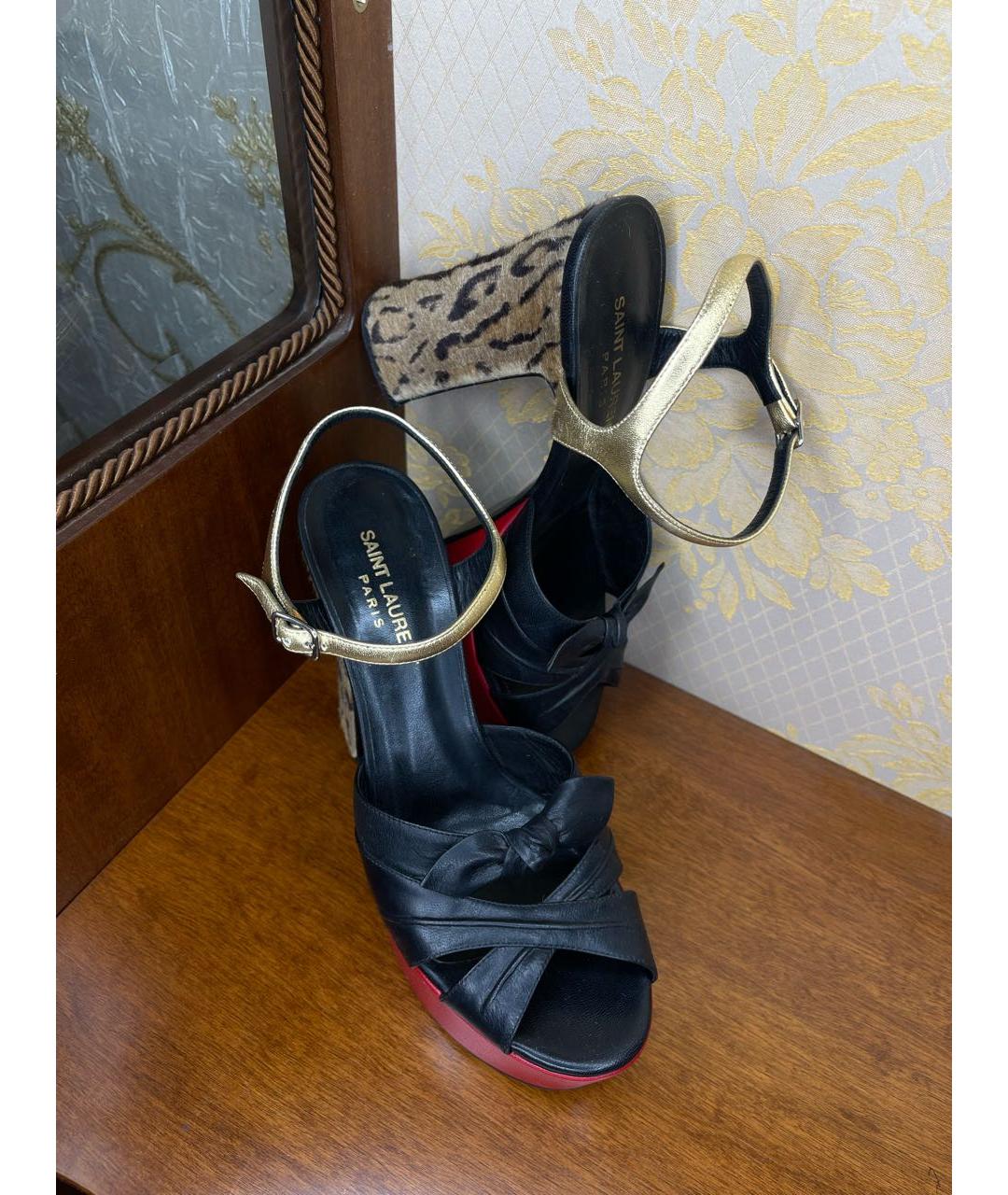 SAINT LAURENT Мульти кожаные босоножки, фото 7