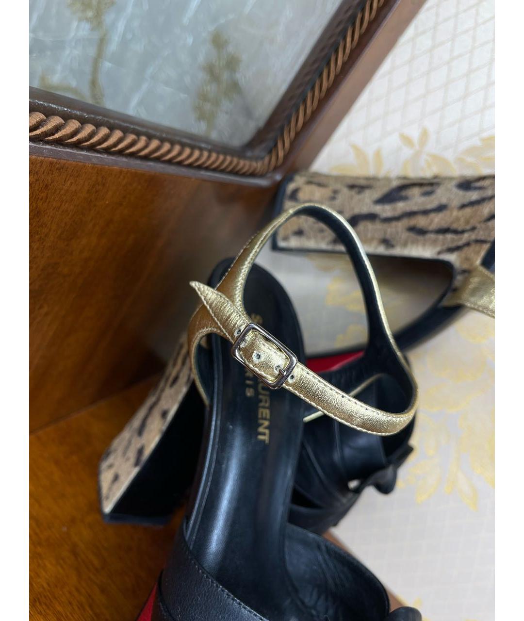 SAINT LAURENT Мульти кожаные босоножки, фото 8