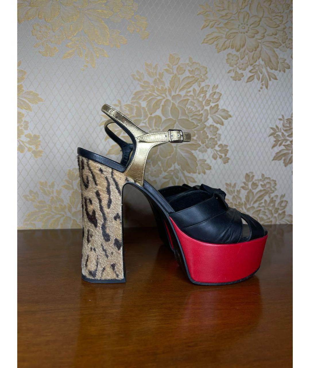 SAINT LAURENT Мульти кожаные босоножки, фото 9