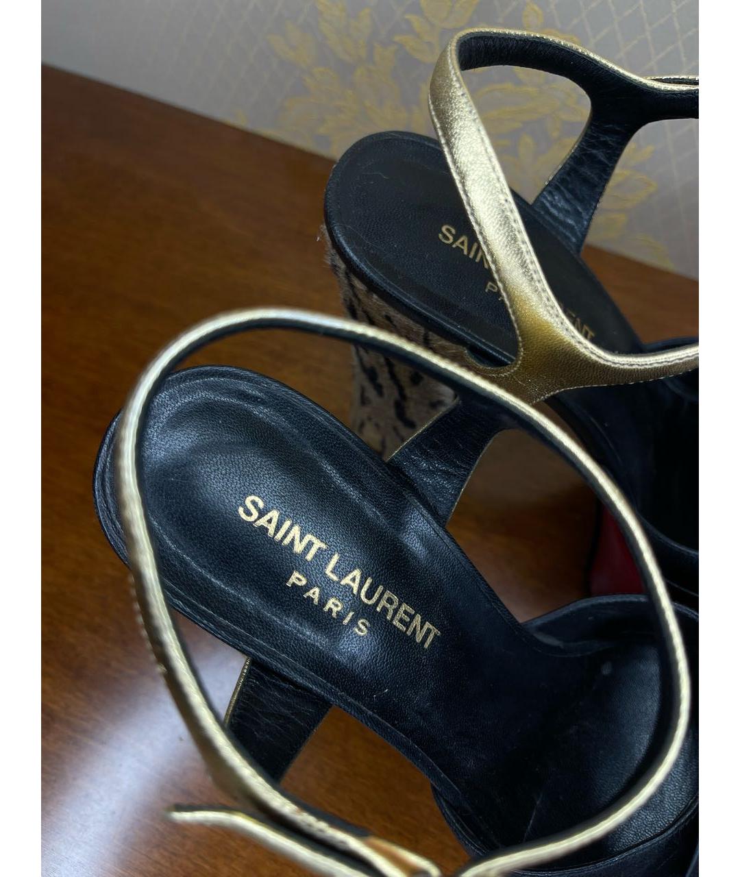 SAINT LAURENT Мульти кожаные босоножки, фото 3