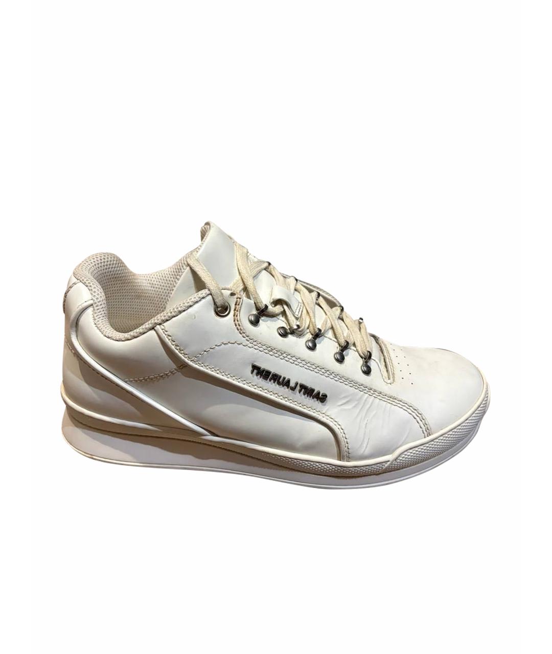 SAINT LAURENT Белые кожаные низкие кроссовки / кеды, фото 1