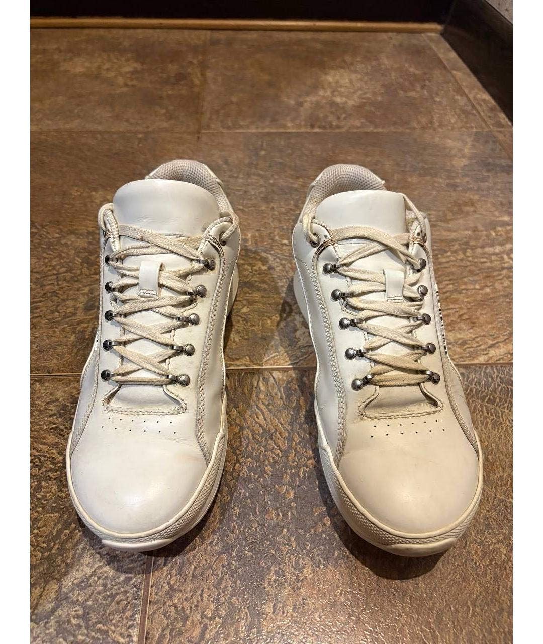 SAINT LAURENT Белые кожаные низкие кроссовки / кеды, фото 2