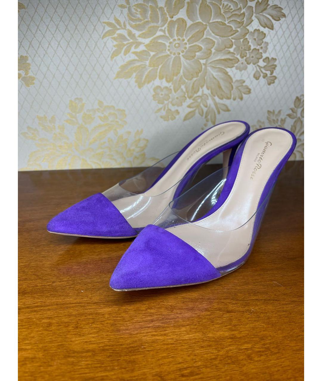 GIANVITO ROSSI Фиолетовые замшевые мюли, фото 8
