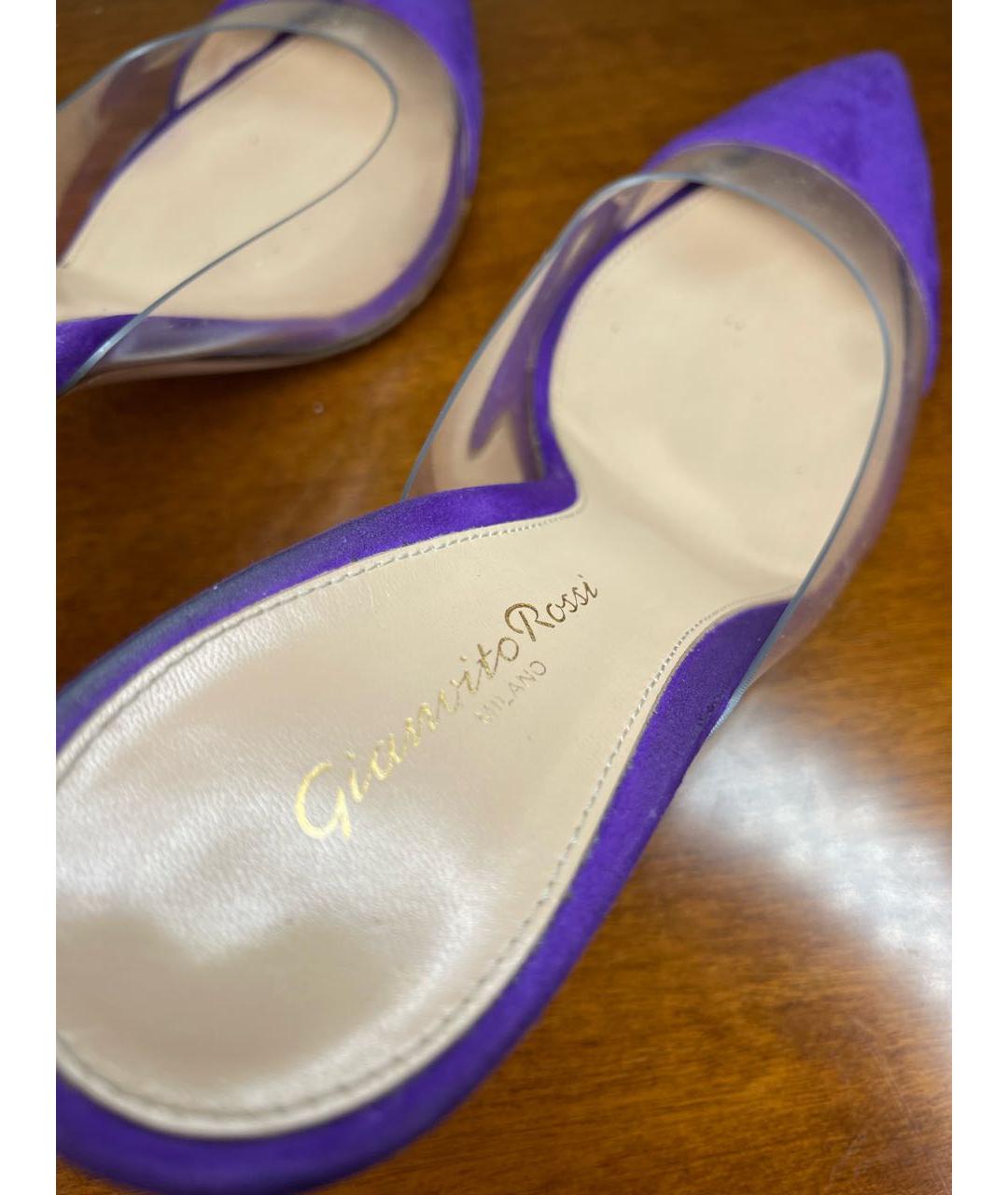GIANVITO ROSSI Фиолетовые замшевые мюли, фото 6