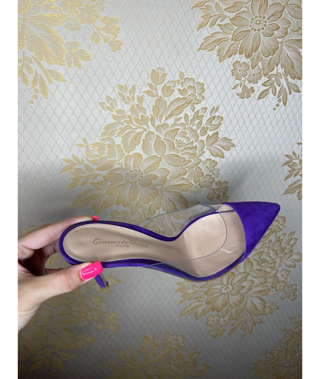 GIANVITO ROSSI Фиолетовые замшевые мюли, фото 7
