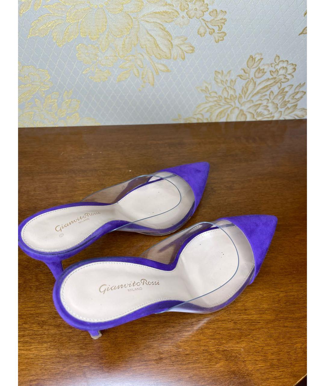 GIANVITO ROSSI Фиолетовые замшевые мюли, фото 4