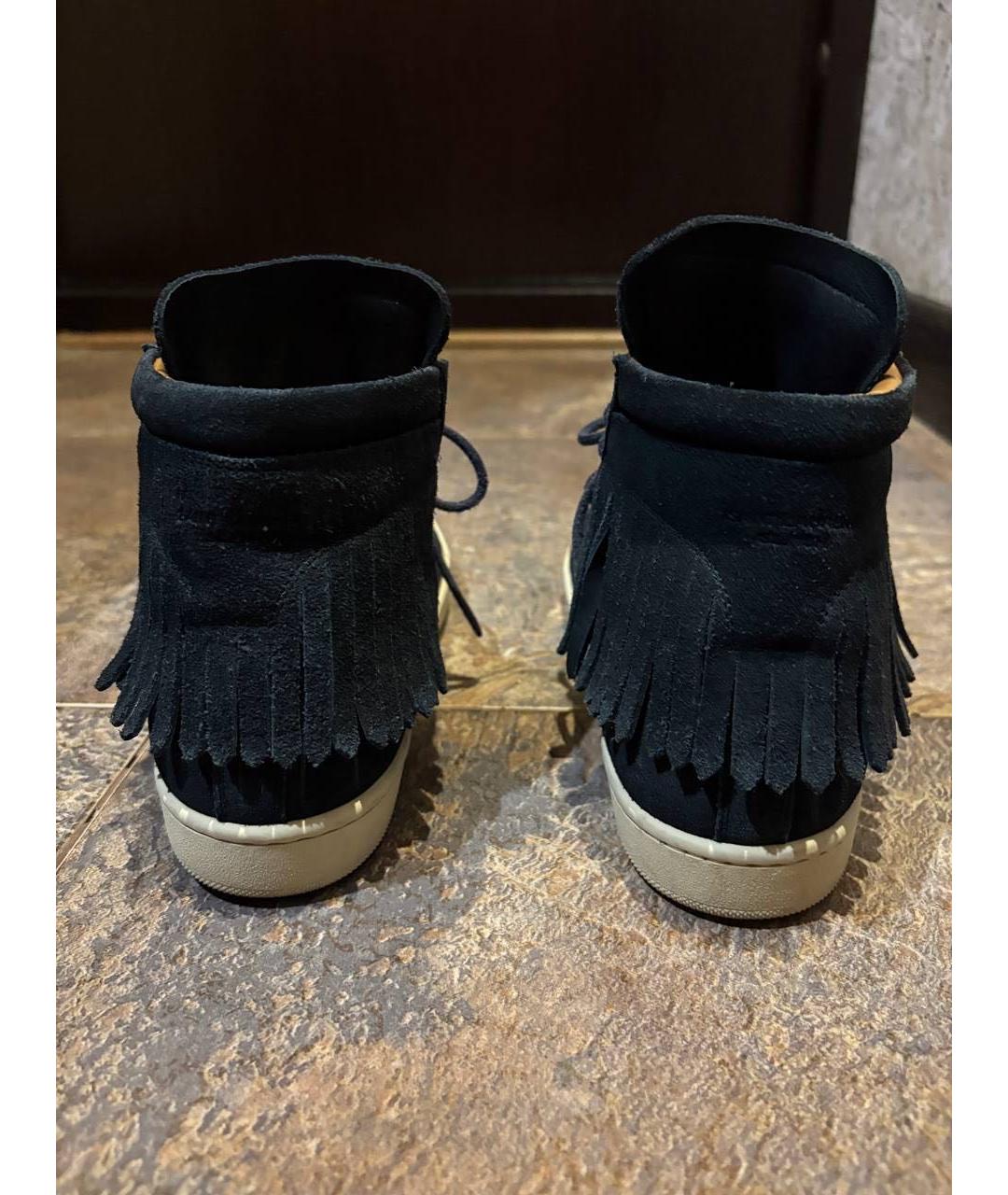 SAINT LAURENT Черные замшевые высокие кроссовки / кеды, фото 4