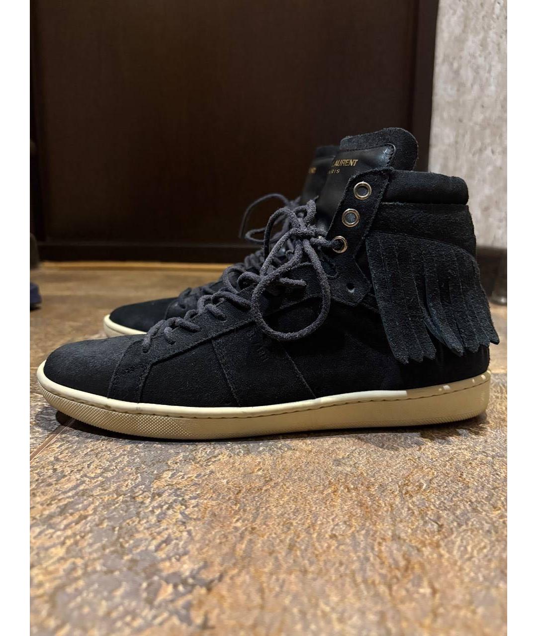 SAINT LAURENT Черные замшевые высокие кроссовки / кеды, фото 5