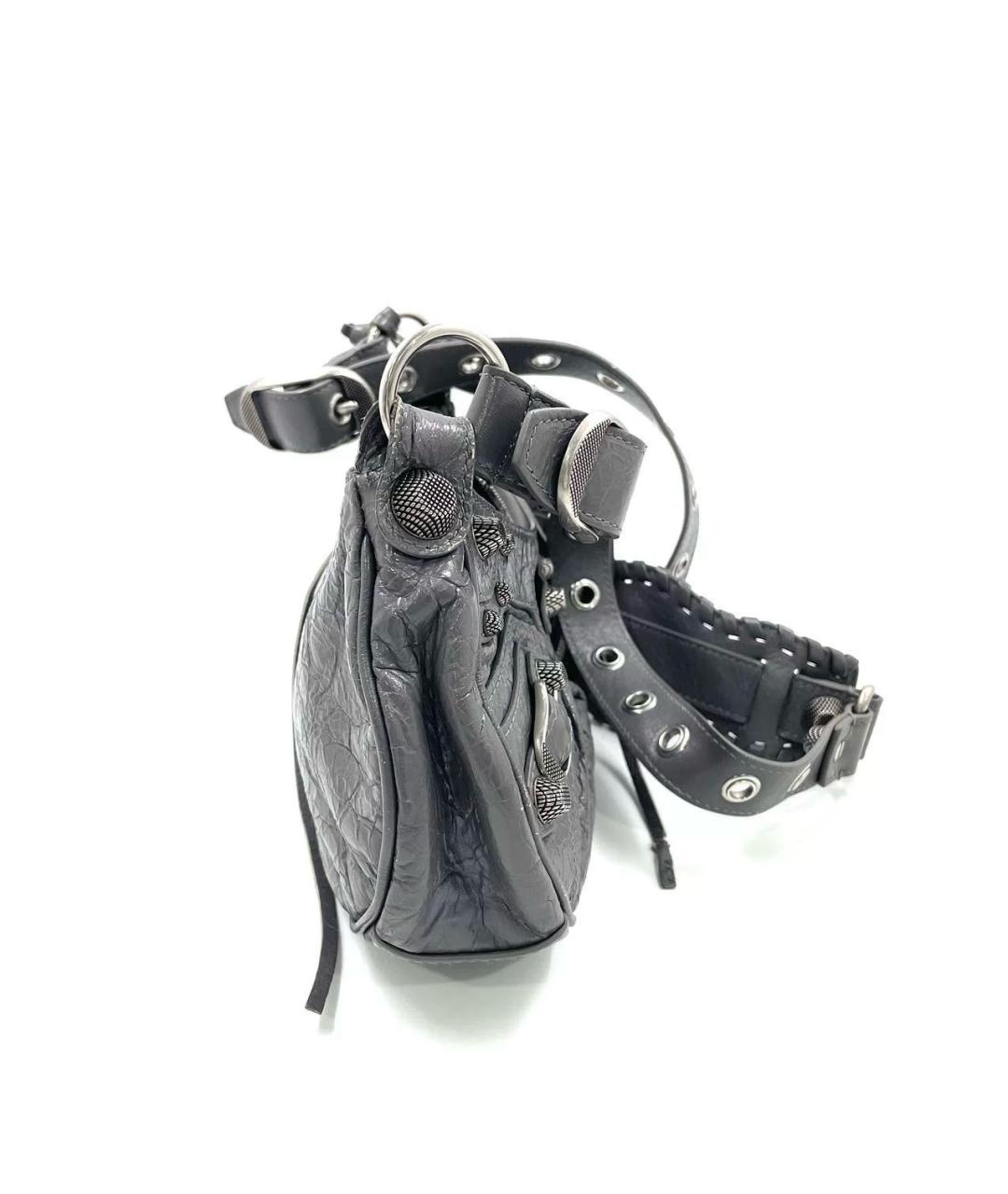 BALENCIAGA Серая кожаная сумка через плечо, фото 5