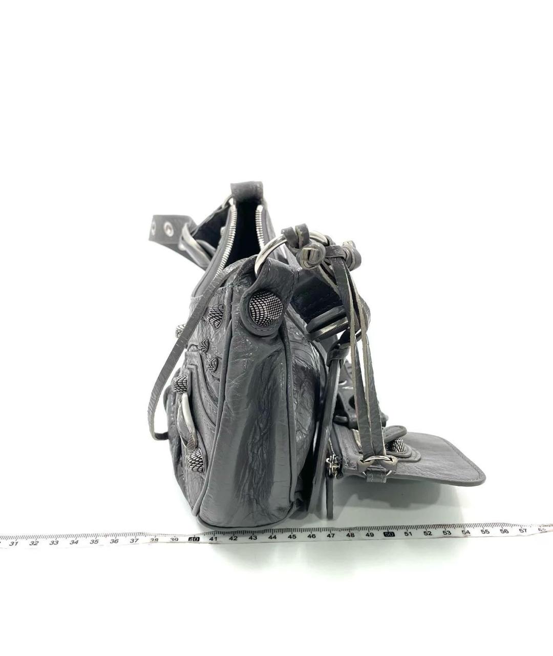 BALENCIAGA Серая кожаная сумка через плечо, фото 3