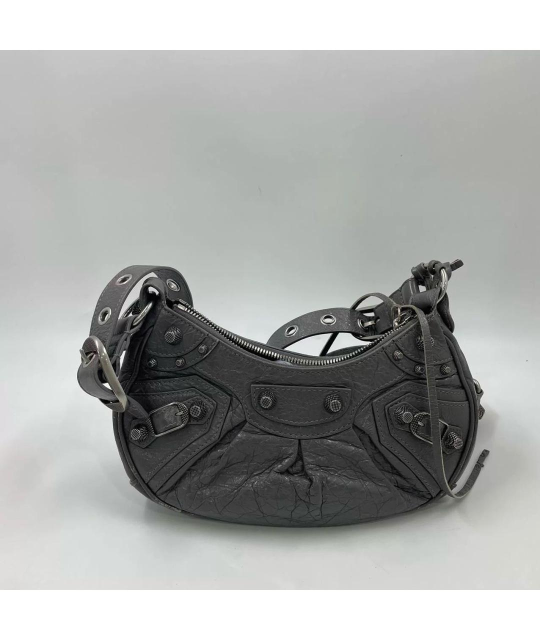 BALENCIAGA Серая кожаная сумка через плечо, фото 6