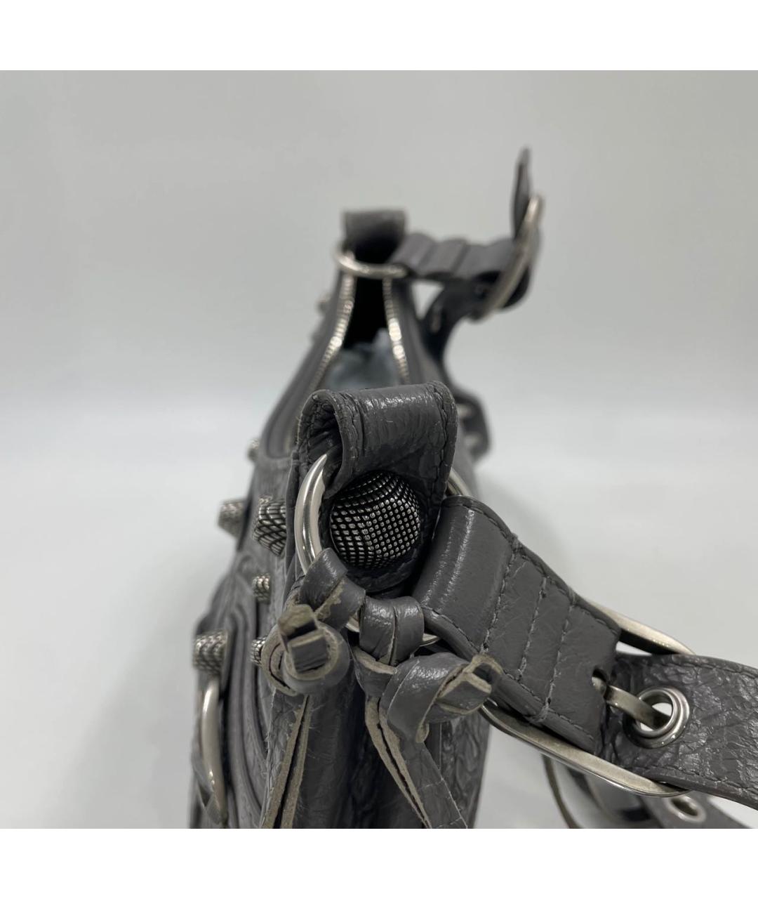 BALENCIAGA Серая кожаная сумка через плечо, фото 7