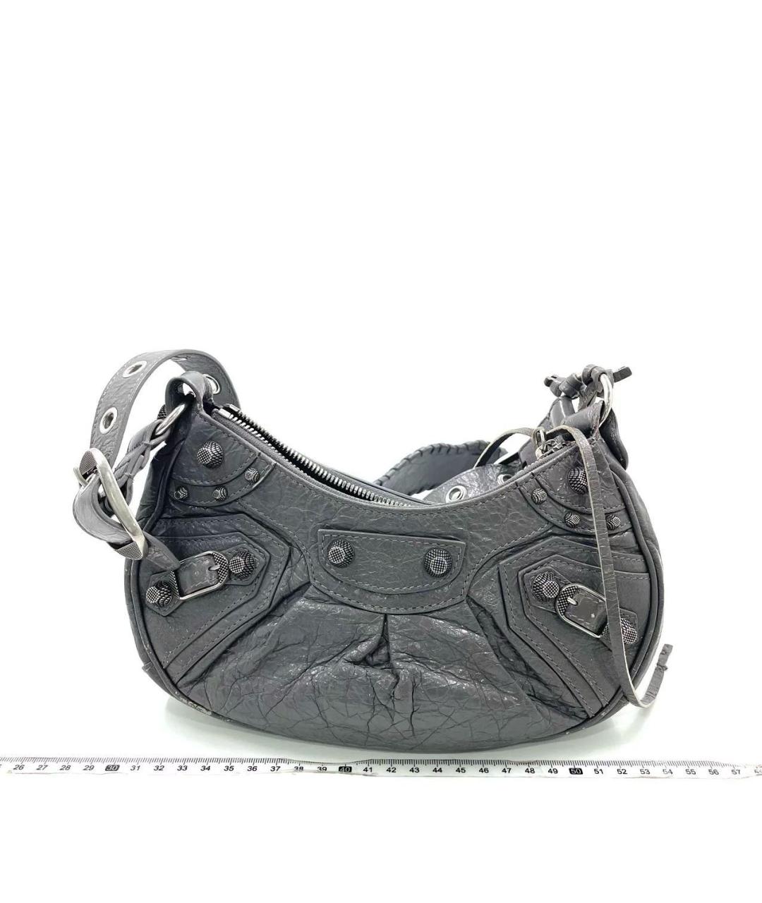 BALENCIAGA Серая кожаная сумка через плечо, фото 2