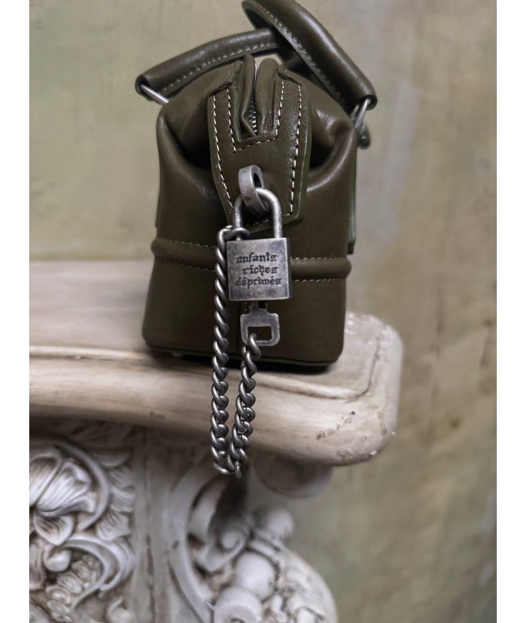 Enfants Riches Déprimés Хаки кожаная сумка с короткими ручками, фото 2