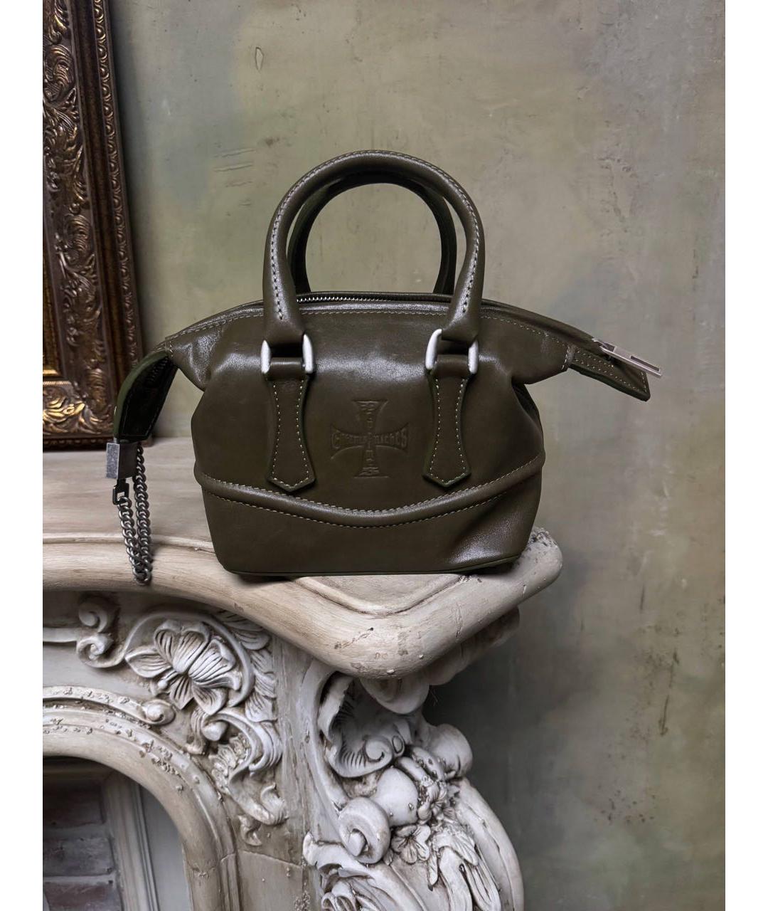 Enfants Riches Déprimés Хаки кожаная сумка с короткими ручками, фото 5
