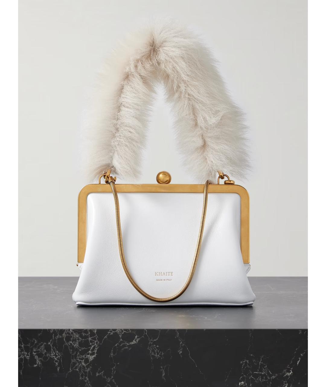 KHAITE Белая кожаная сумка с короткими ручками, фото 6