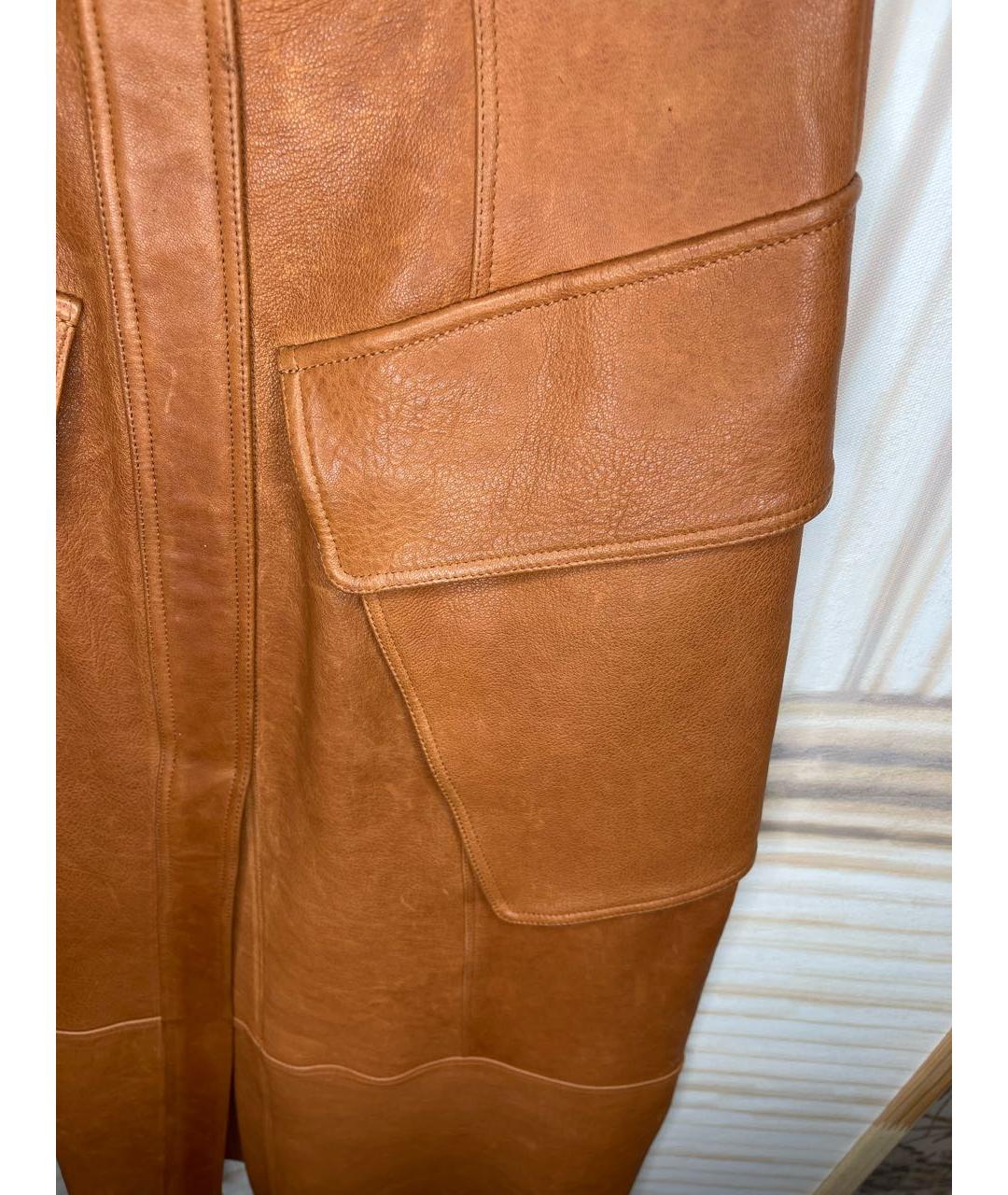 GENTRY PORTOFINO Коричневая кожаная юбка макси, фото 5