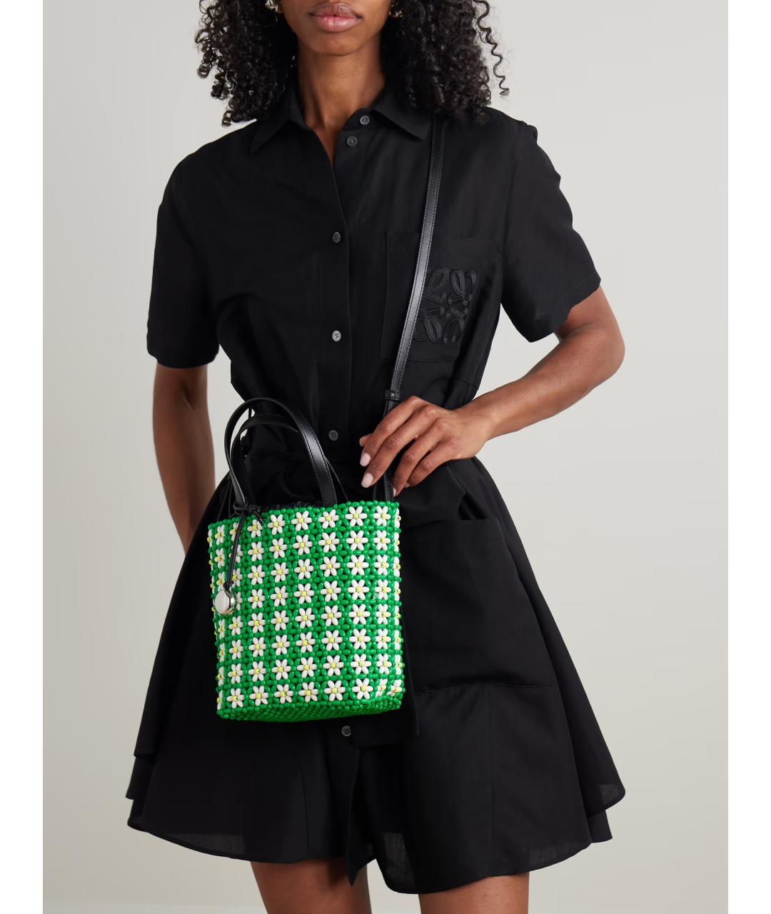 LOEWE Зеленая кожаная сумка с короткими ручками, фото 2