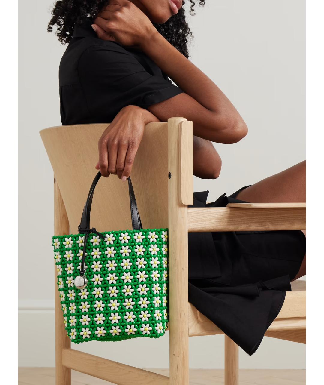 LOEWE Зеленая кожаная сумка с короткими ручками, фото 3