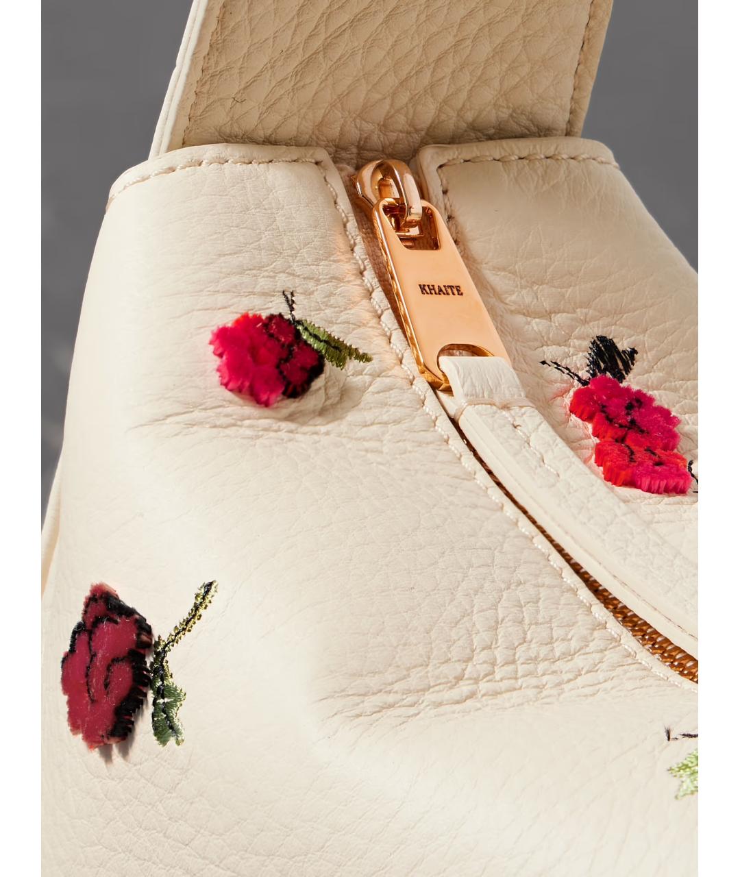 KHAITE Бежевая кожаная сумка с короткими ручками, фото 4