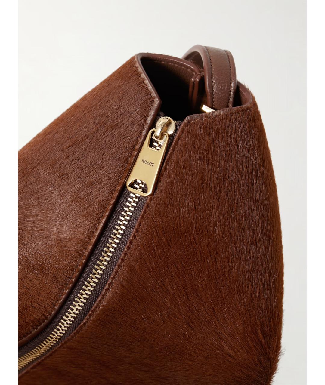KHAITE Коричневая кожаная сумка через плечо, фото 5