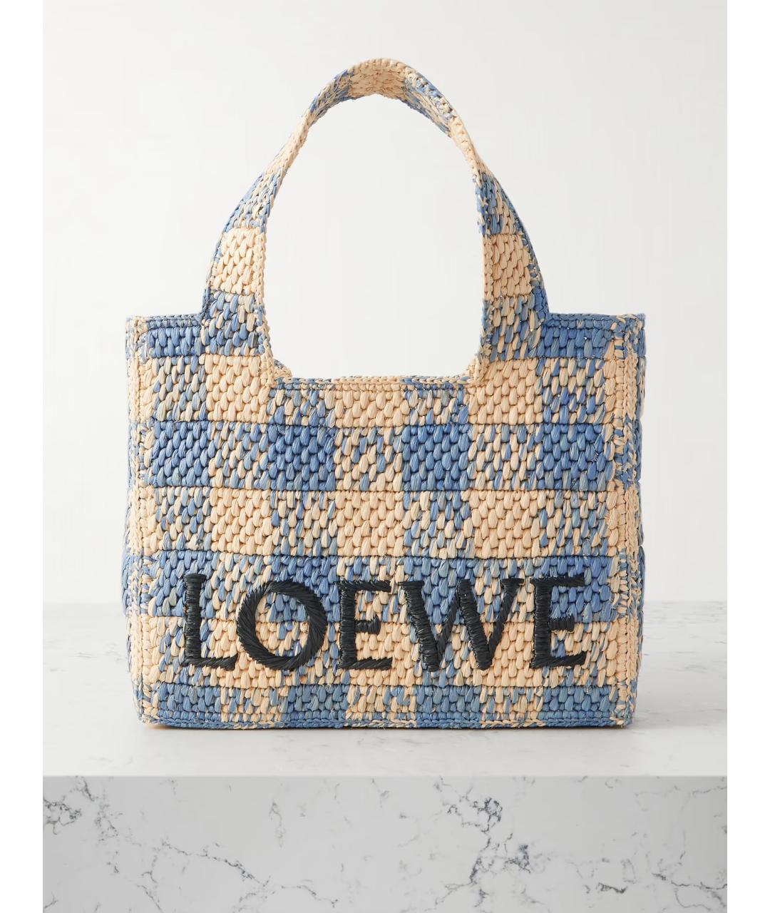 LOEWE Бежевая пелетеная сумка тоут, фото 7