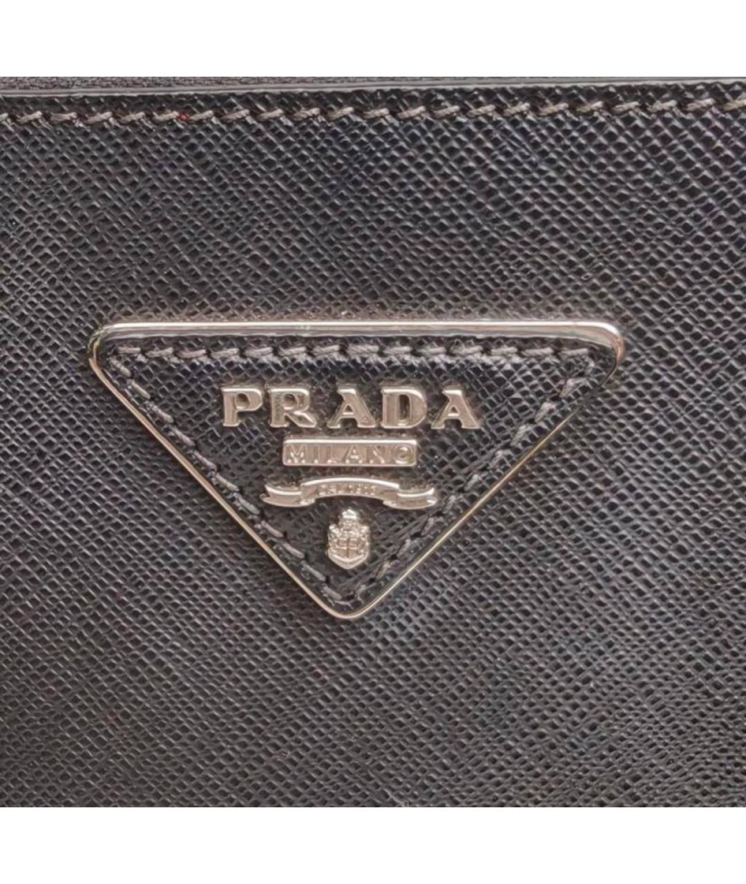 PRADA Черная кожаная сумка с короткими ручками, фото 6