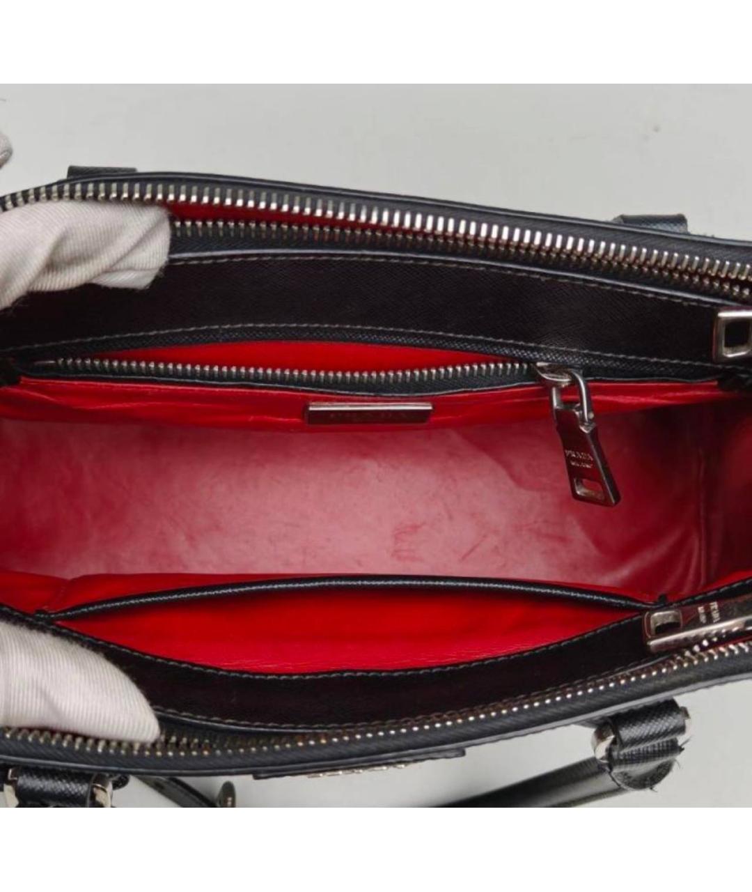 PRADA Черная кожаная сумка с короткими ручками, фото 5