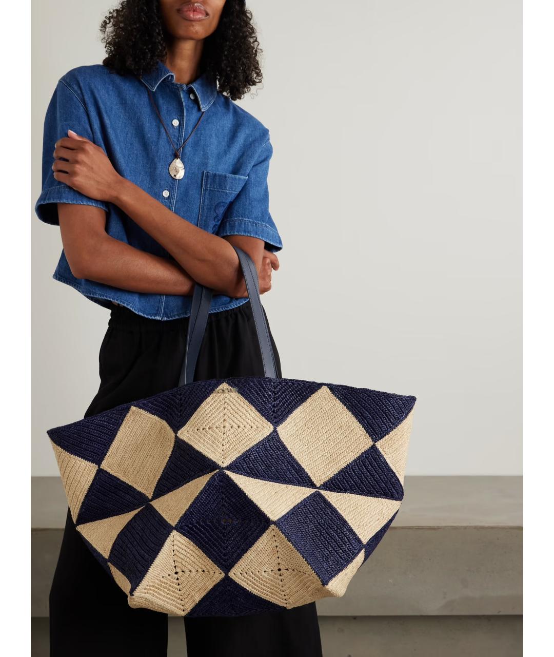 LOEWE Бежевая пелетеная сумка тоут, фото 2