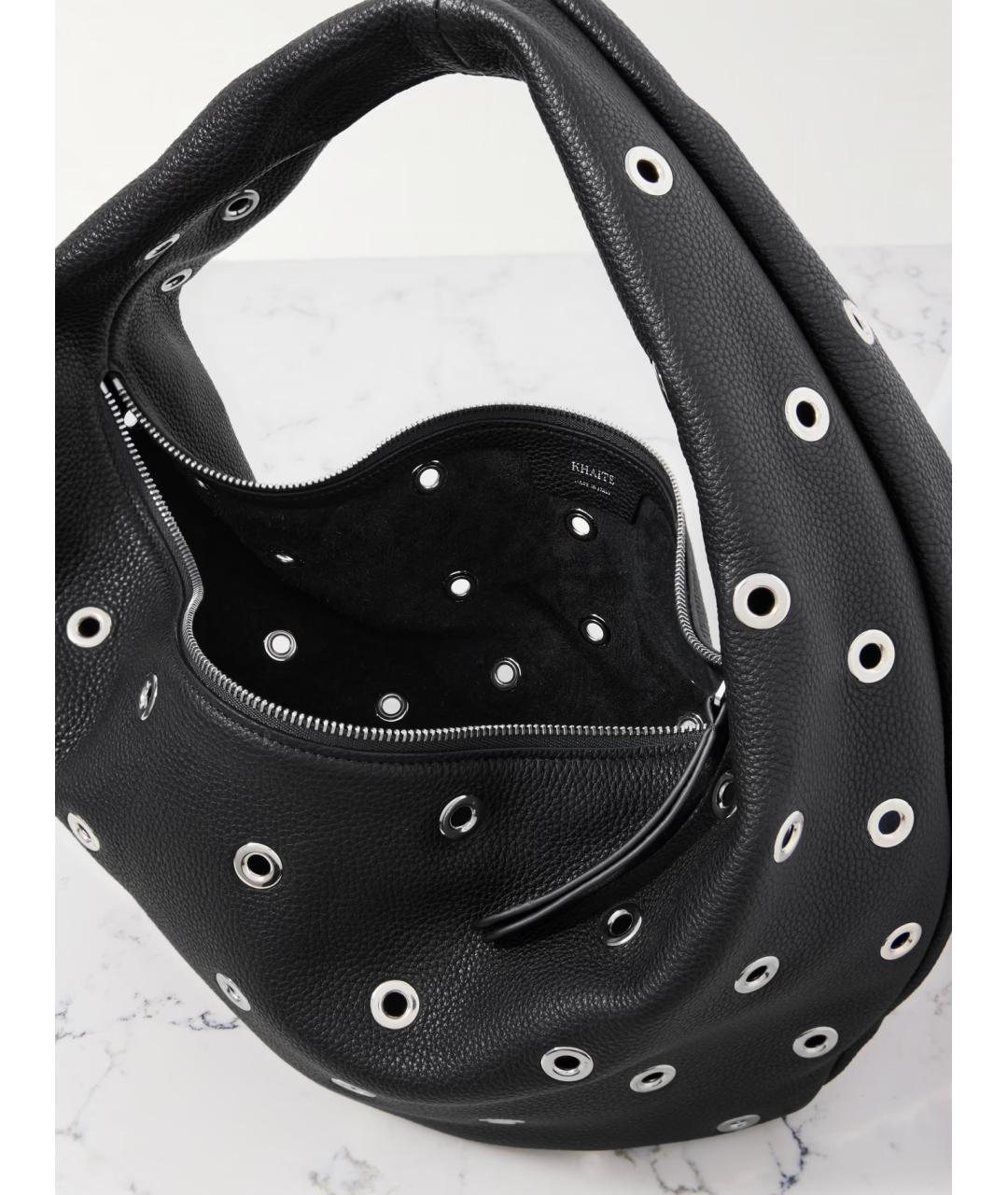 KHAITE Черная кожаная сумка с короткими ручками, фото 4