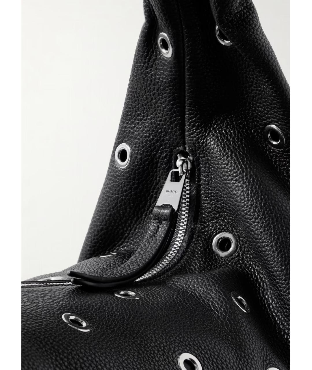 KHAITE Черная кожаная сумка с короткими ручками, фото 5
