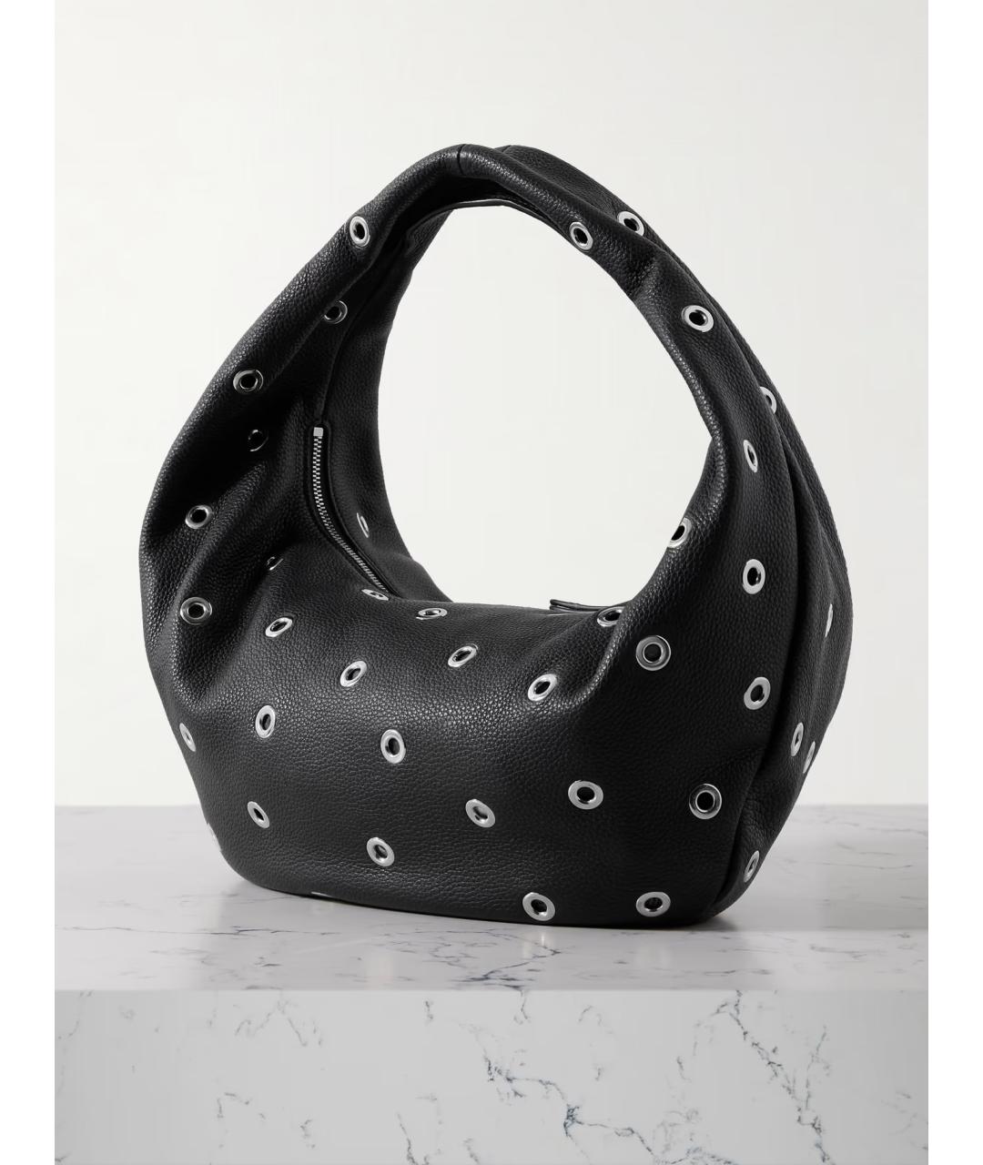 KHAITE Черная кожаная сумка с короткими ручками, фото 3