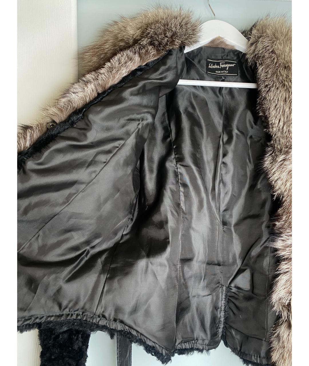 FERRAGAMO Черная меховая куртка, фото 4