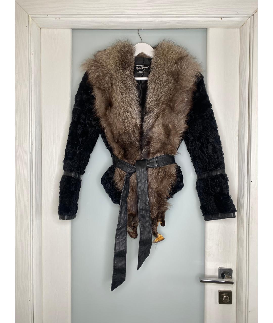 FERRAGAMO Черная меховая куртка, фото 10