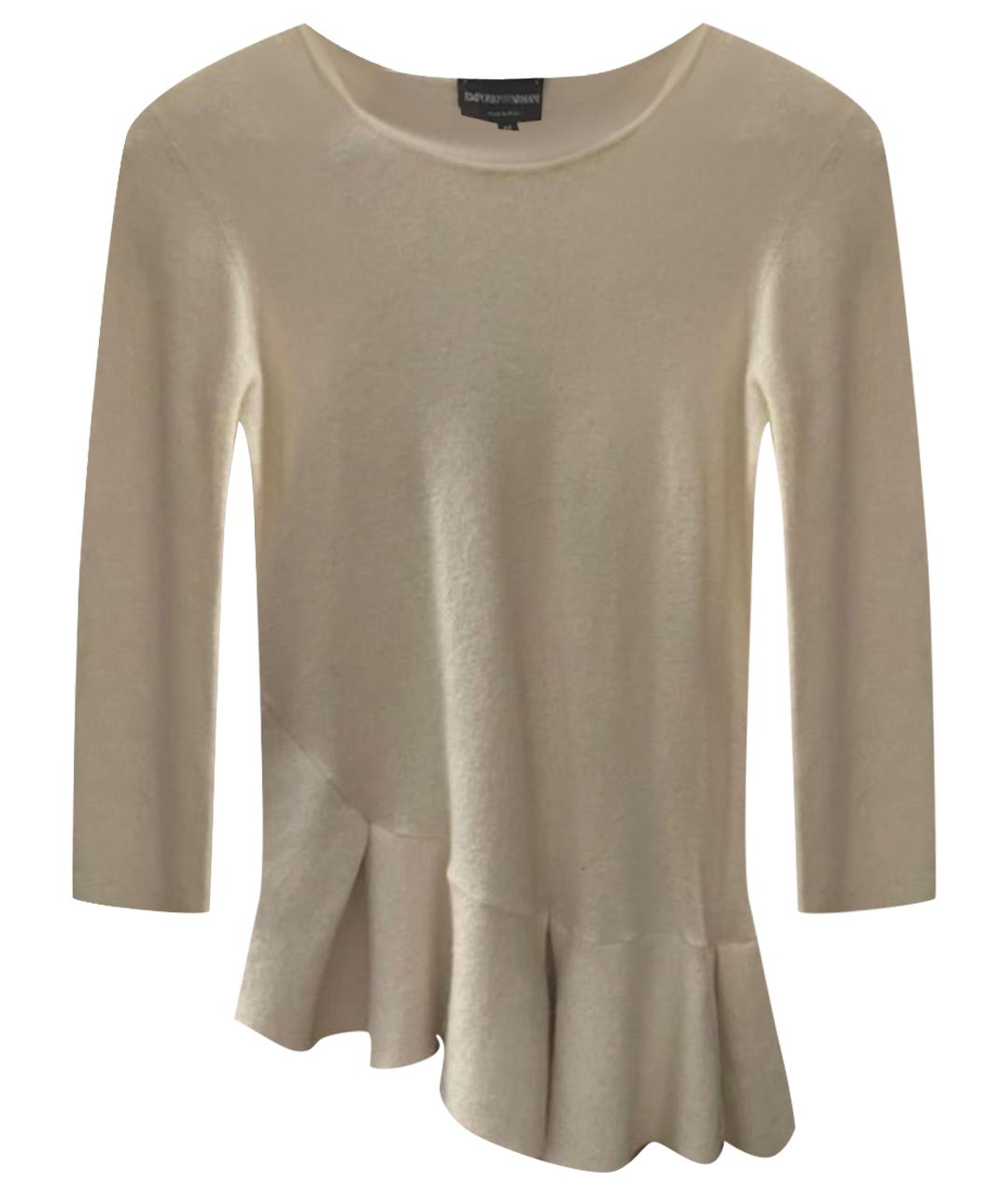 EMPORIO ARMANI Бежевый шерстяной джемпер / свитер, фото 1