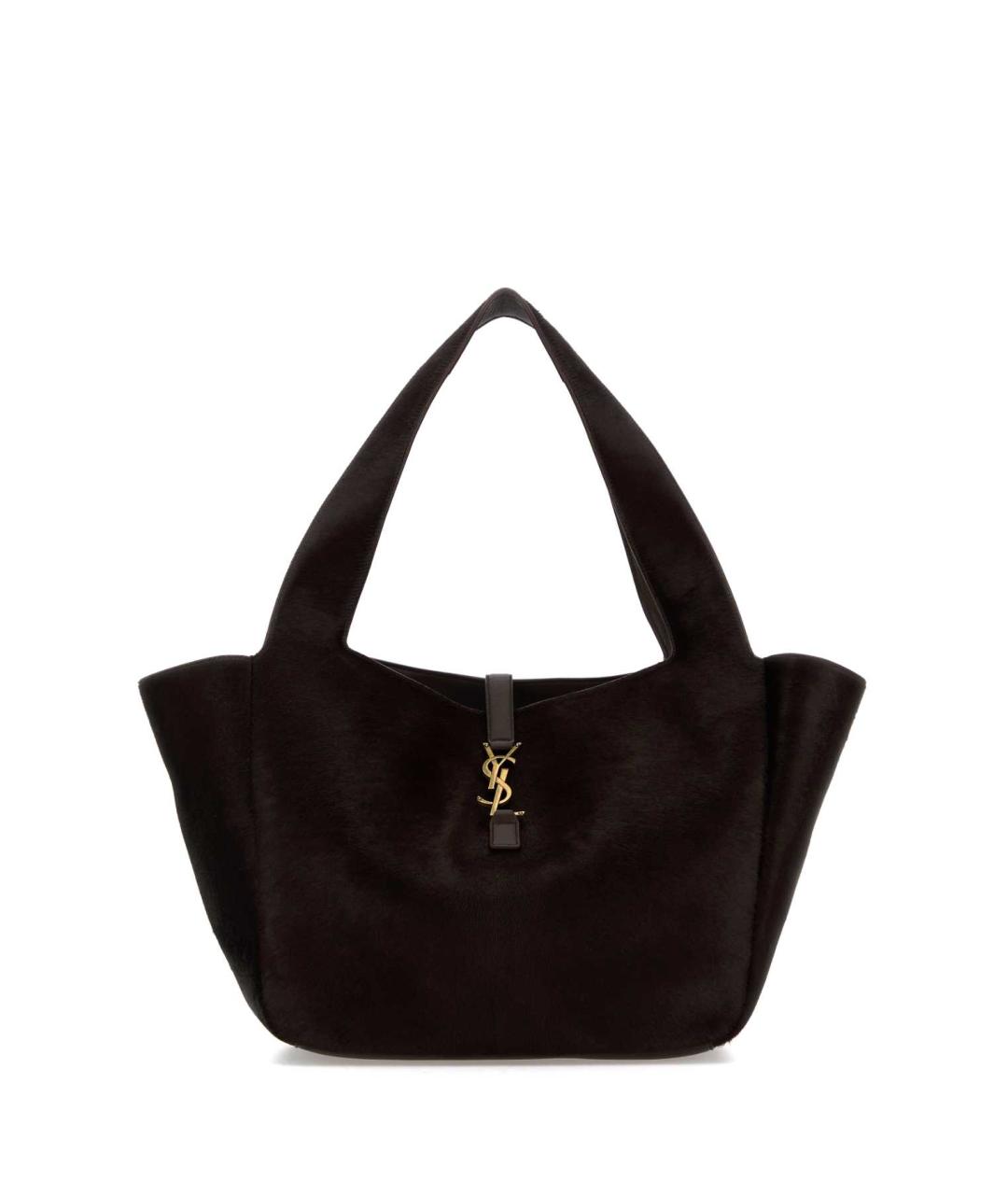 SAINT LAURENT Коричневая замшевая сумка тоут, фото 1