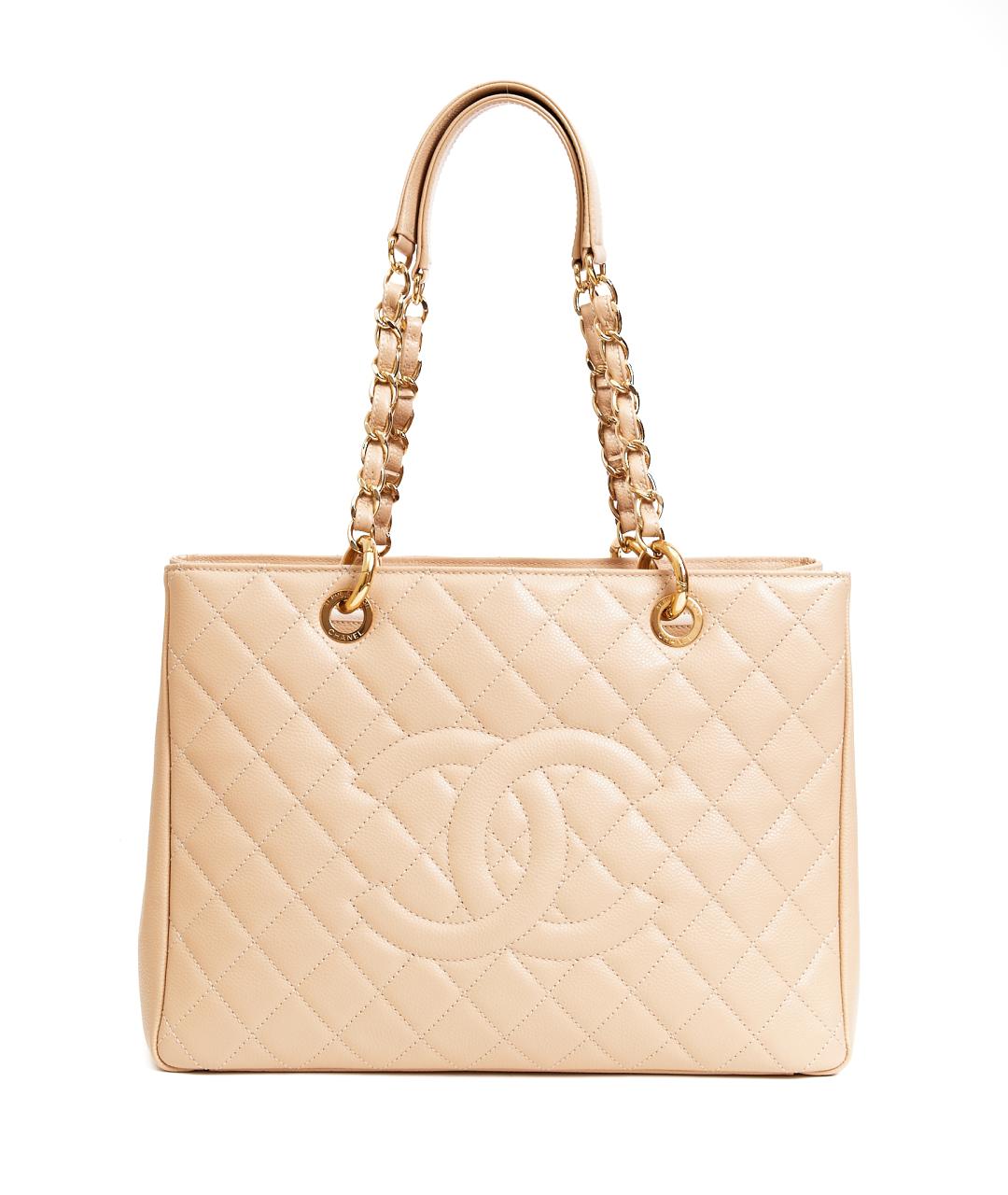 CHANEL Бежевая кожаная сумка тоут, фото 1