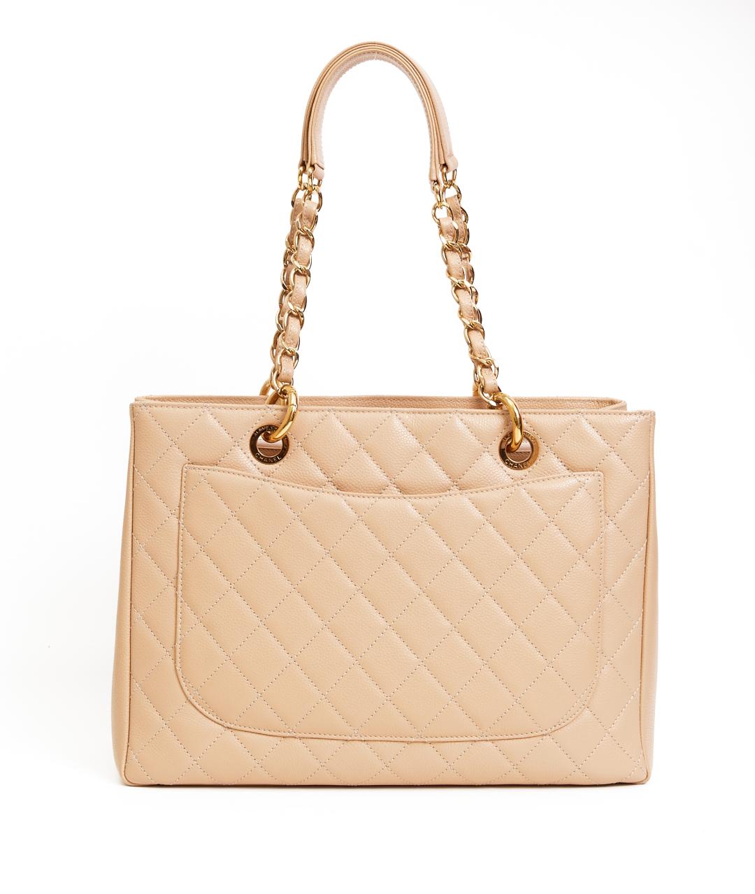 CHANEL Бежевая кожаная сумка тоут, фото 3