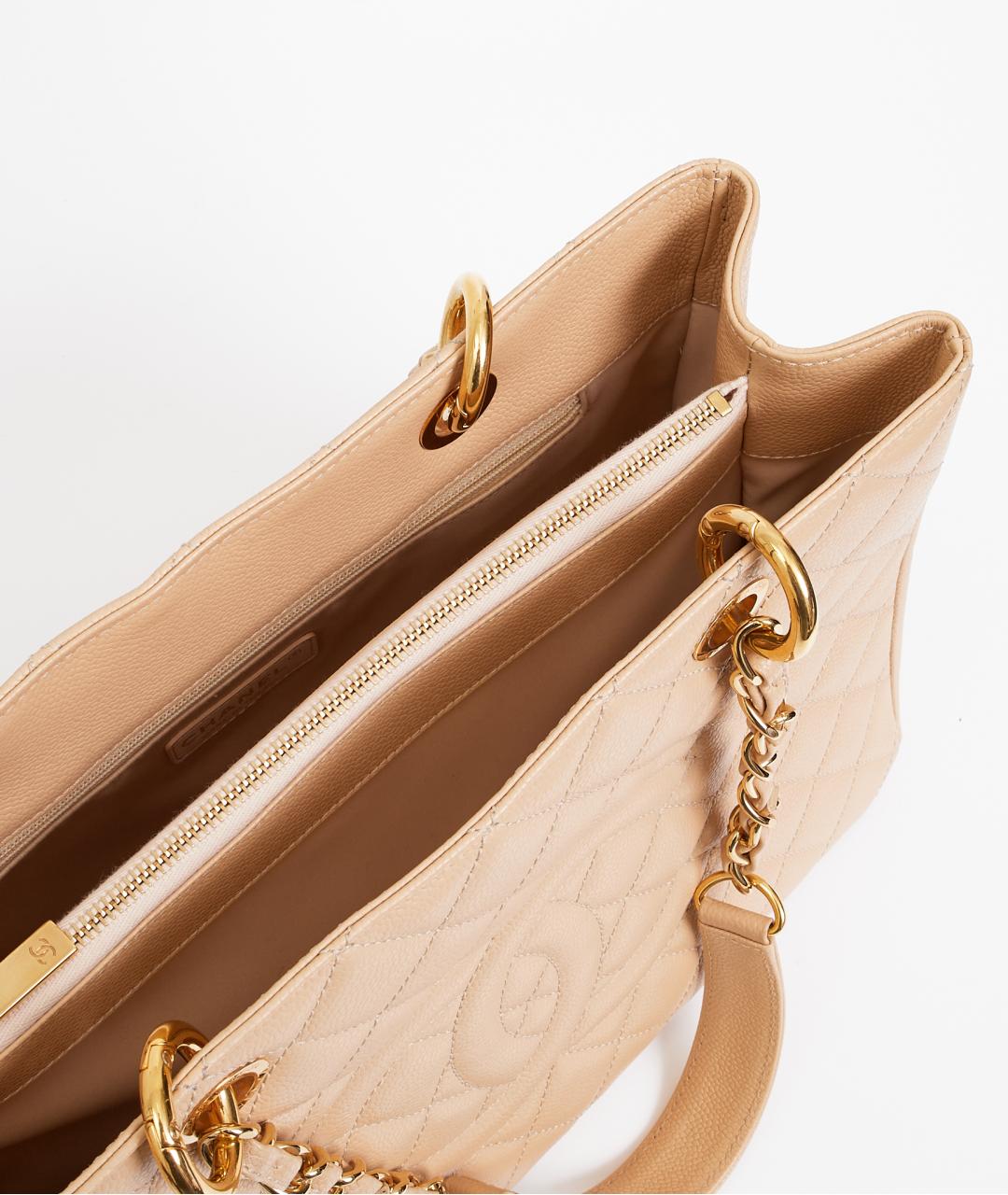 CHANEL Бежевая кожаная сумка тоут, фото 5