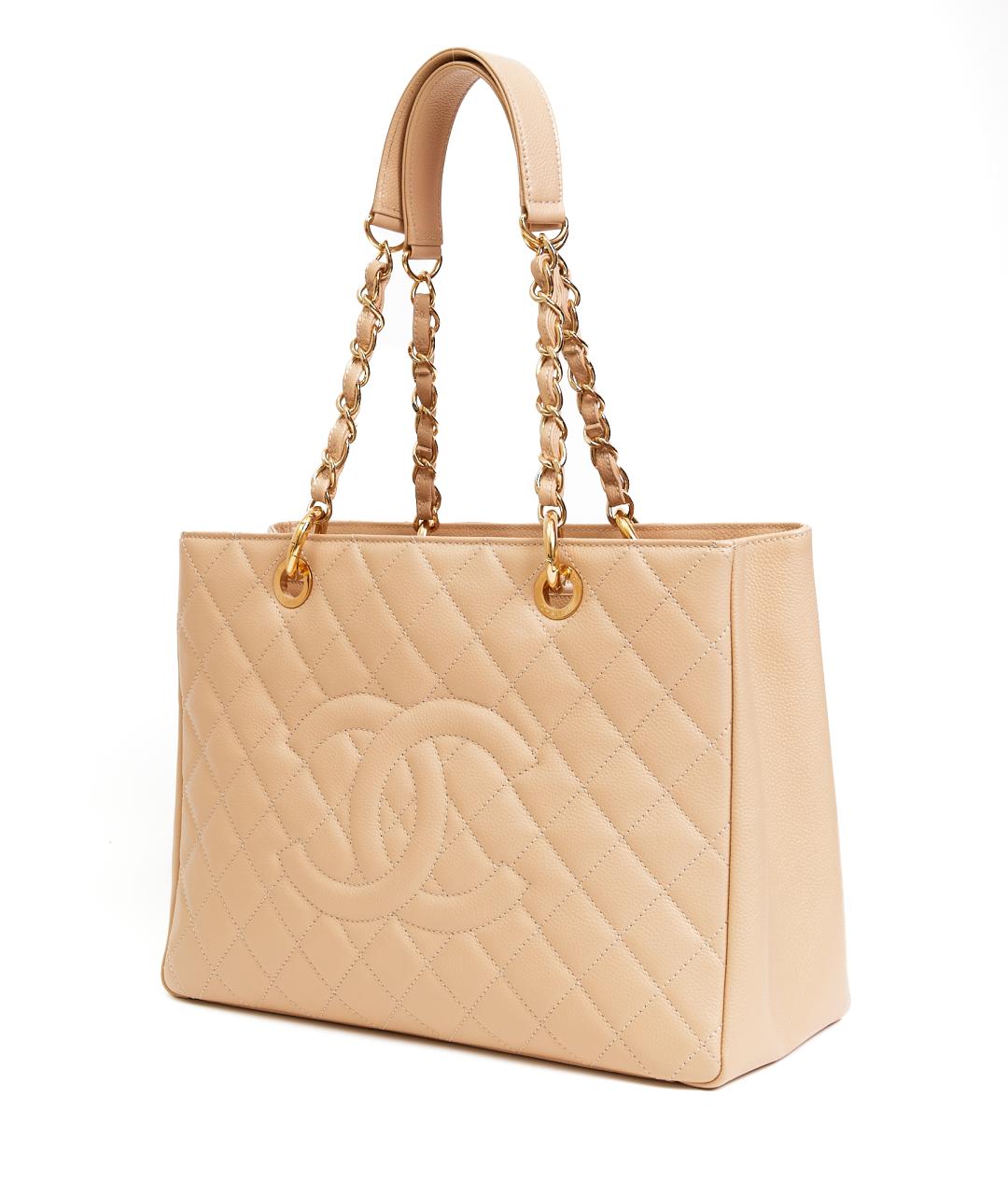 CHANEL Бежевая кожаная сумка тоут, фото 2