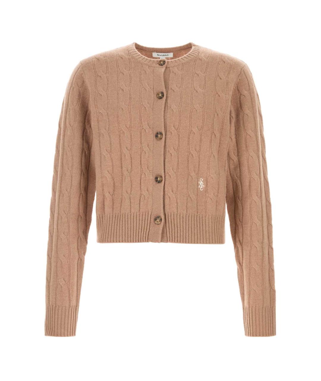 SPORTY AND RICH Бежевый кашемировый кардиган, фото 1