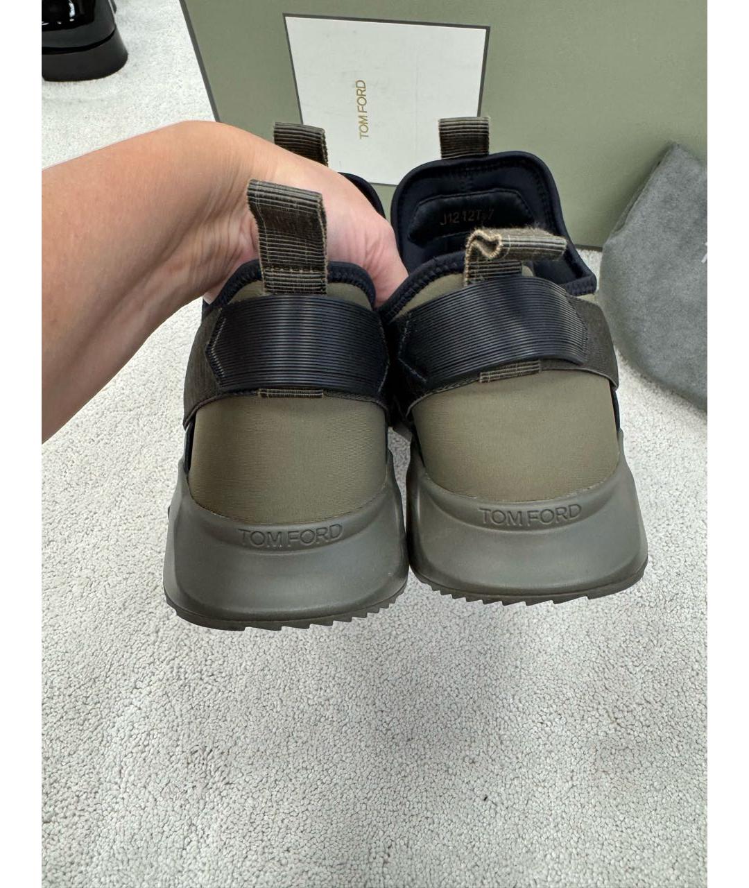 TOM FORD Хаки замшевые низкие кроссовки / кеды, фото 4