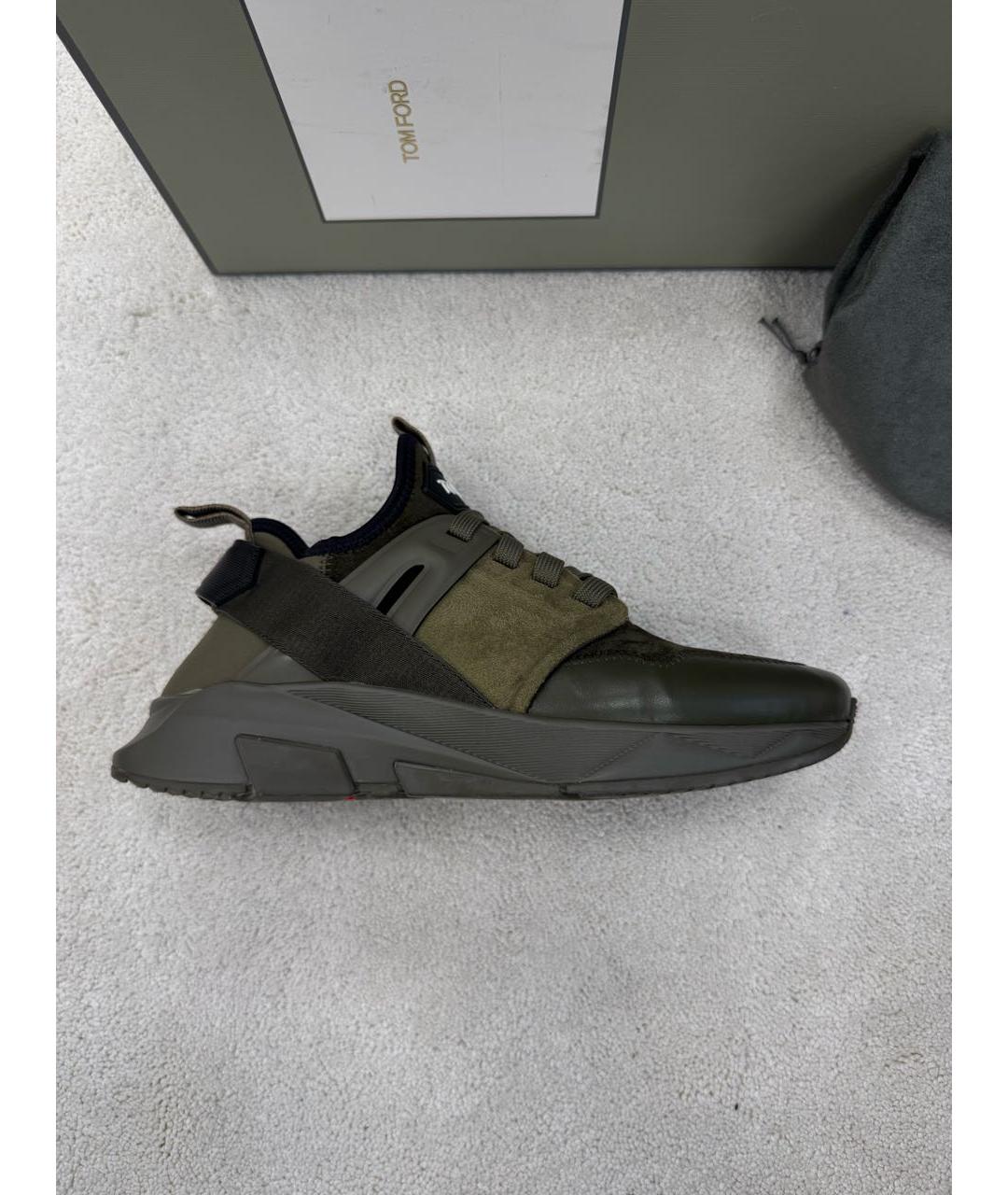TOM FORD Хаки замшевые низкие кроссовки / кеды, фото 6