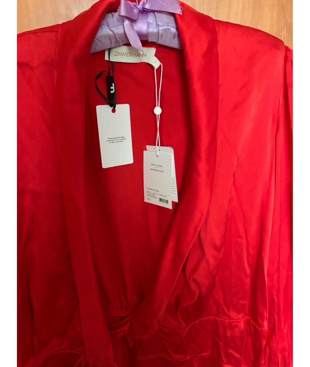 ZIMMERMANN Красное шелковое коктейльное платье, фото 3