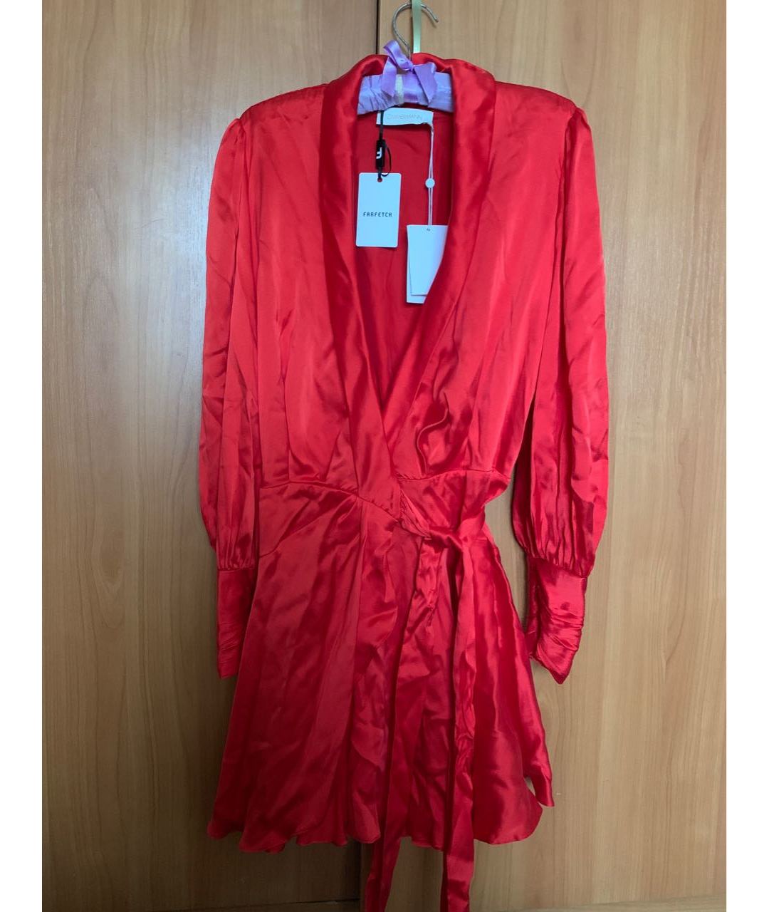 ZIMMERMANN Красное шелковое коктейльное платье, фото 4