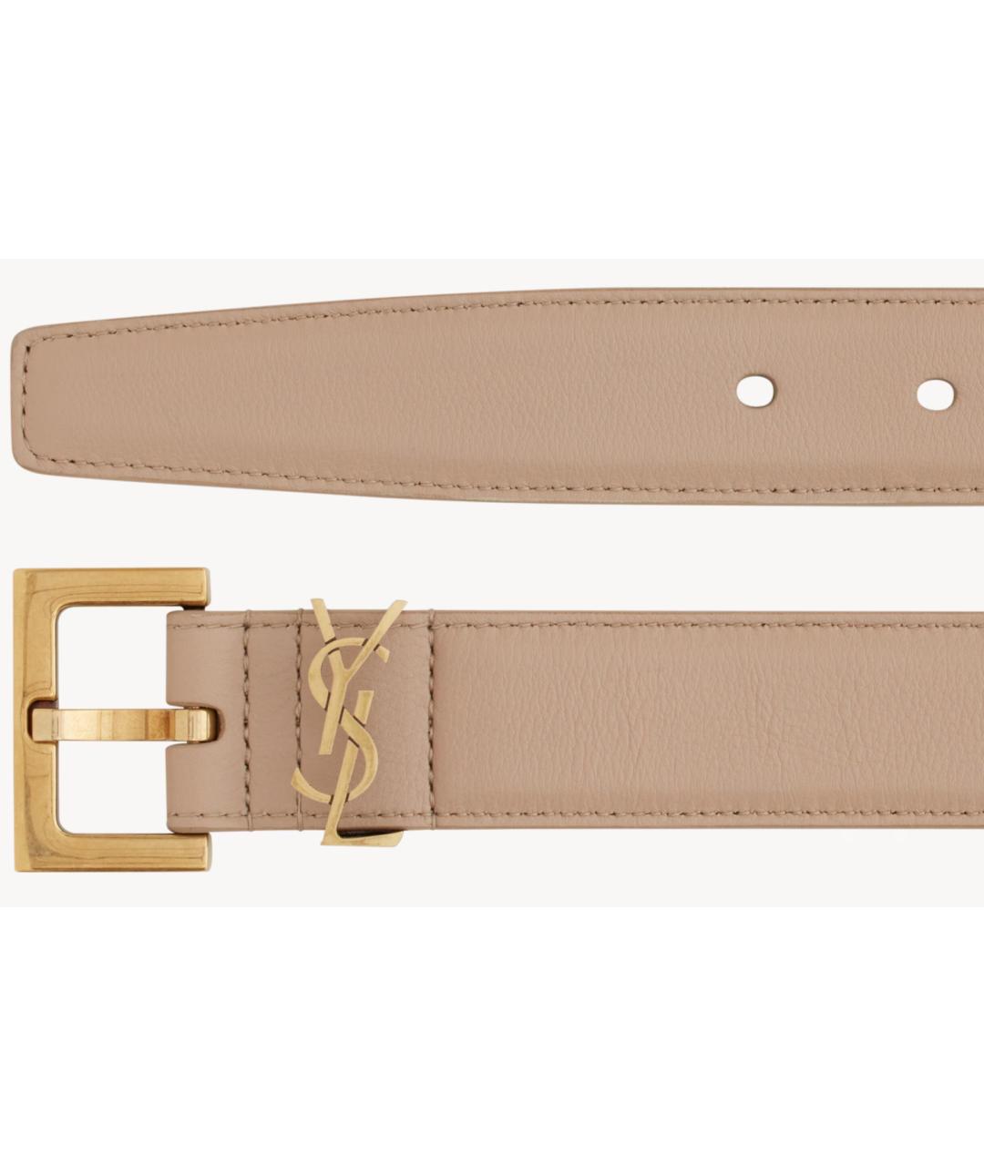 SAINT LAURENT Бежевый кожаный ремень, фото 2