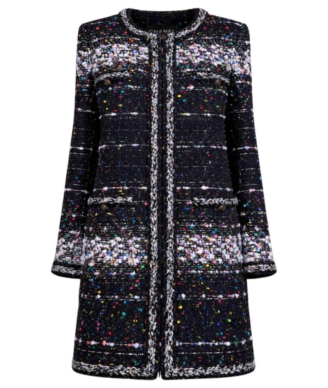 CHANEL Черное твидовое пальто, фото 1