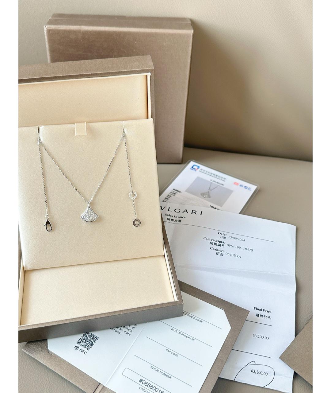 BVLGARI Серебряное колье из белого золота, фото 7