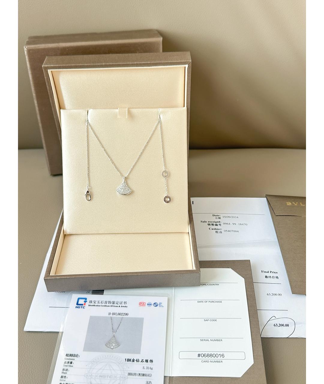 BVLGARI Серебряное колье из белого золота, фото 8